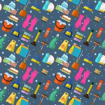 Cleaning  seamless pattern Stock Illustration