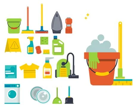 Cleaning service emblems labels design home household symbol work brush vector イラスト素材