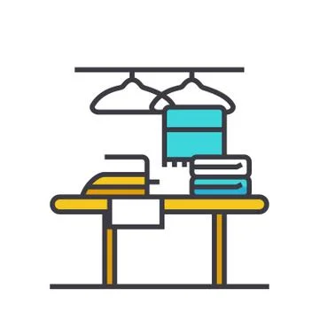 Cleaning service flat line illustration, concept vector isolated icon 스톡 일러스트