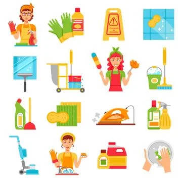 Cleaning Service Icon Set 스톡 일러스트
