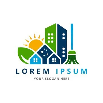 Cleaning Service Logo Design Vector Template, Residential, Commercial Cleanin Stock Illustration