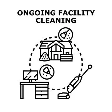 Cleaning service performing ongoing home and office facility maintenance 스톡 일러스트