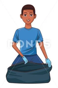 Cleaning service person avatar cartoon character: Graphic #109231661