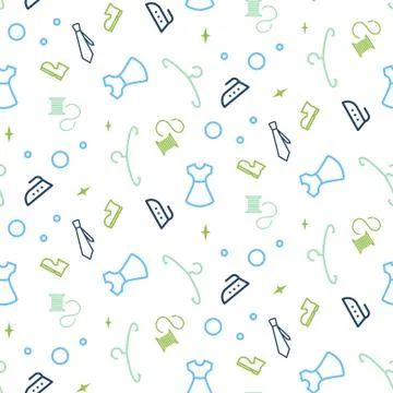 Cleaning service seamless pattern. Line icons household equipment background Illustrazione stock