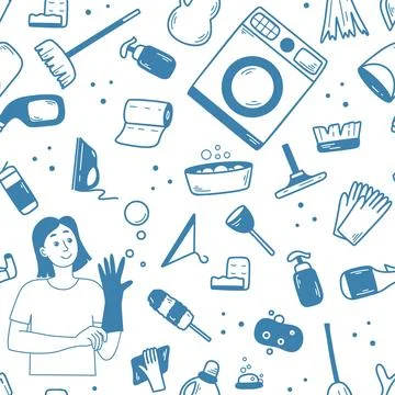 Cleaning service seamless pattern vector graphics Stock Illustration