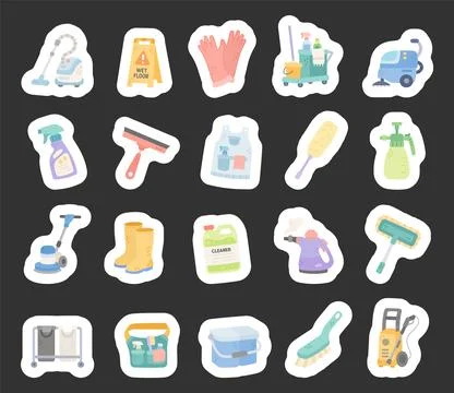 Cleaning service set featuring vacuum Stock Illustration