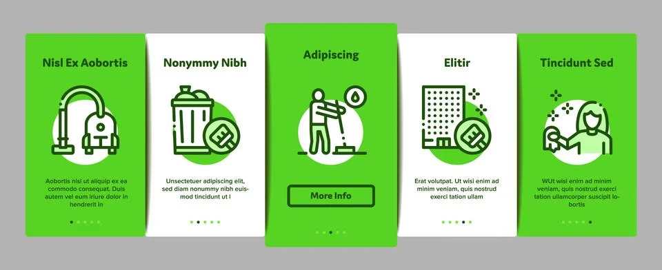 Cleaning Service Tool Onboarding Elements Icons Set Vector Ilustración de archivo
