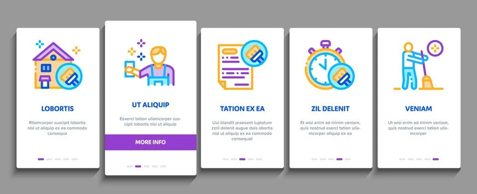 Cleaning Service Tool Onboarding Elements Icons Set Vector イラスト素材
