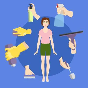 Cleaning service vector illustration for web banners, infographics. Cleanup Stock Illustration