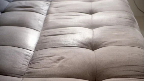 Cleaning service worker removing stain washing sofa in clients home. Stock Footage 311378443