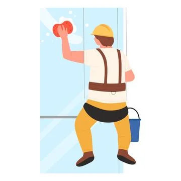 Cleaning service working at height Stock Illustration