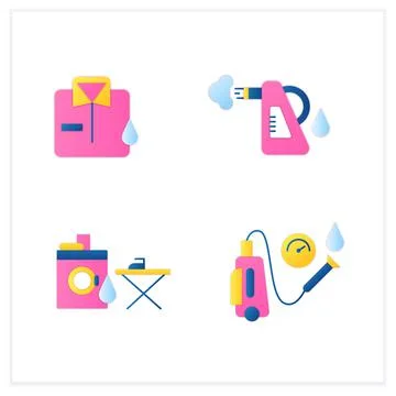 Cleaning services flat icons set Stock Illustration