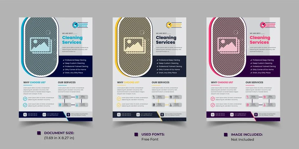 Cleaning services flyer template design, vector business cleaning services fl Stock Illustration