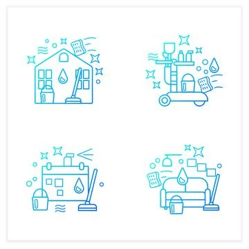 Cleaning services gradient icons set Stock Illustration