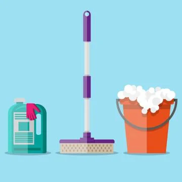 Cleaning set in flat style Stock Illustration