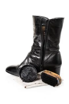 Cleaning shoes Stock Photos
