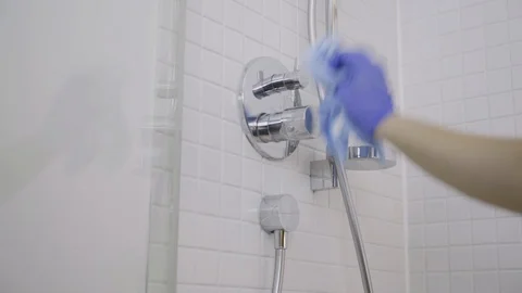 Cleaning Shower Stock Footage 91031152
