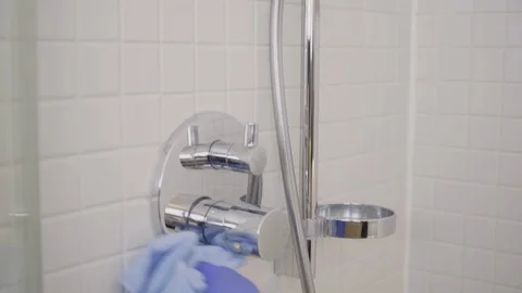 Cleaning Shower Stock Footage 91031331