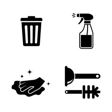Cleaning. Simple Related Vector Icons Illustrazione stock