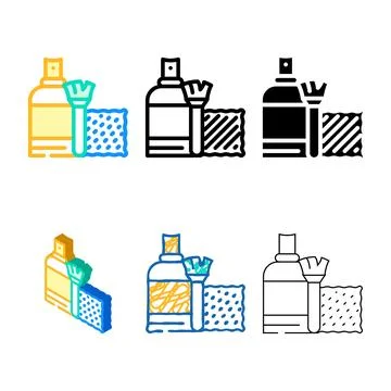 Cleaning small kit color icon variants vector Illustrazione stock