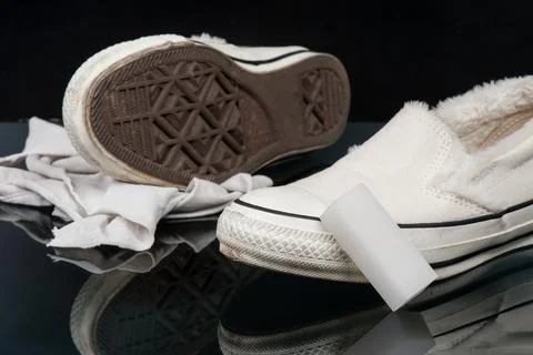 Cleaning the sneaker Stock Photos