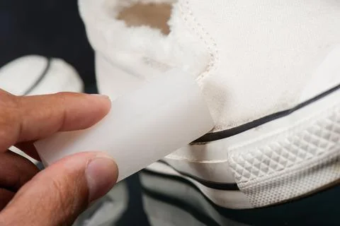 Cleaning the sneaker Stock Photos