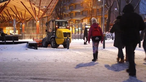 Cleaning snow Stock Footage 104300395