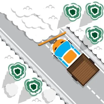 Cleaning the snow off the road. Stock Illustration