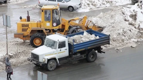 Cleaning snow from the street Stock Footage 72762355