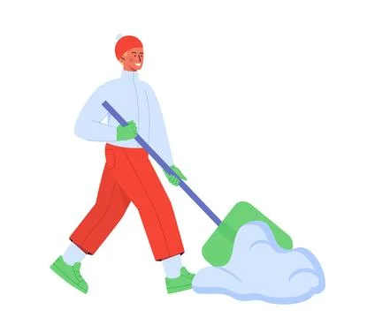 Cleaning snow vector scene Stock Illustration