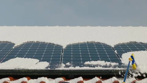 Cleaning solar panels Stock Footage 263598787