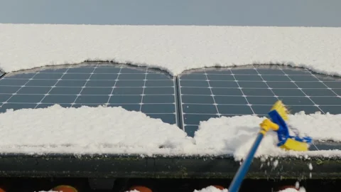 Cleaning solar panels Stock Footage 264366524