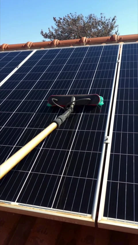 Cleaning Solar Panels  Stock Footage 330907886