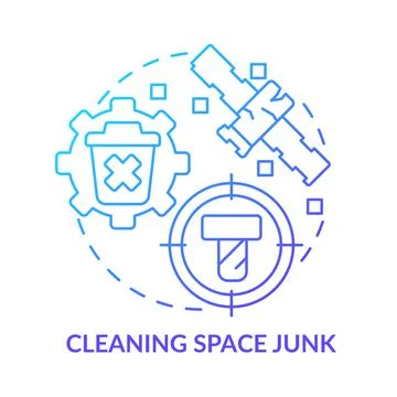 Cleaning space junk blue gradient concept icon Stock Illustration