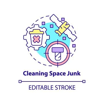 Cleaning space junk concept icon Stock Illustration