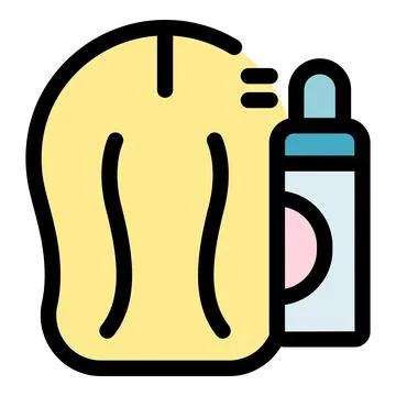 Cleaning sponge and detergent bottle for dishwashing and hygiene Stock Illustration