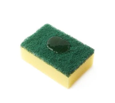 Cleaning sponge with detergent drops Stock Photos