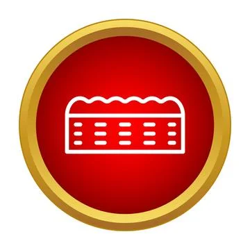 Cleaning sponge icon on red circle with gold Stock Illustration