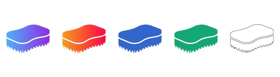 Cleaning Sponge Icon Set Stock Illustration