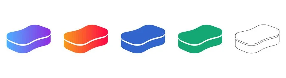 Cleaning Sponge Icon Set in Various Styles Stock Illustration