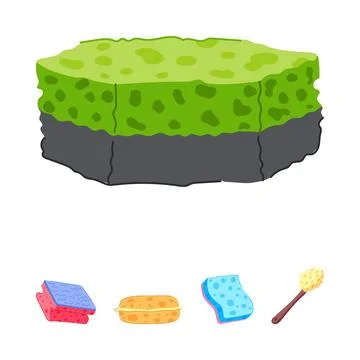 Cleaning sponge objects for home and kitchen chores Stock Illustration
