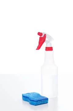 Cleaning spray and sponge Stock Photos