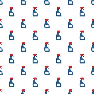 Cleaning spray bottle icons creating seamless pattern Stock Illustration