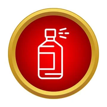 Cleaning spray bottle line icon in red circle Stock Illustration