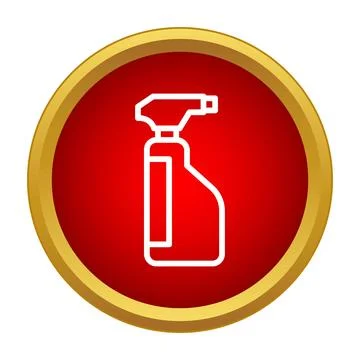 Cleaning spray bottle line icon in red circle Stock Illustration