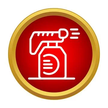 Cleaning spray bottle vector icon with red circle Ilustración de archivo