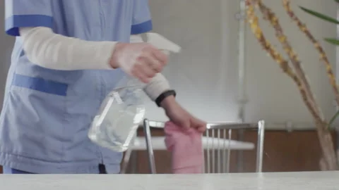 Cleaning with spray detergent and sponge. Stock Footage 149267780