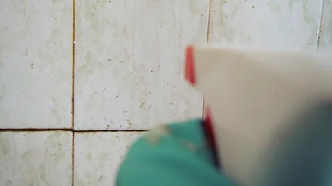 Cleaning spray on a dirty wall Stock Footage 127379559