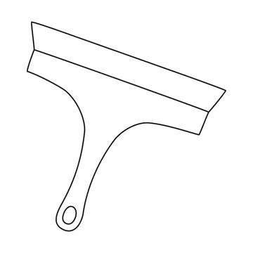 Cleaning squeegee with rubber blade for washing windows, doodle vector outline 스톡 일러스트