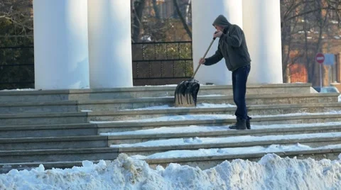 Cleaning steps of the Cathedral of snow. Stock Footage 59795601